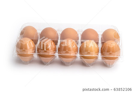 Eggs in a plastic box Eggs in a plastic box 63852106