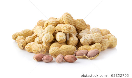 Peanuts isolated on white background. full depth of field Peanuts isolated on white background. full depth of field 63852793