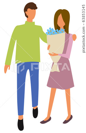 People in Love Happy Man and Woman on Date Vector - Stock Illustration ...