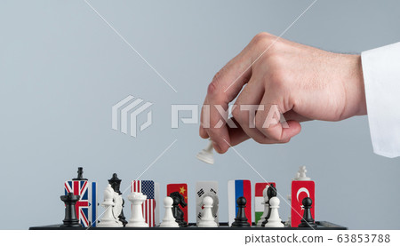 chessboard with flags of countries 63853788