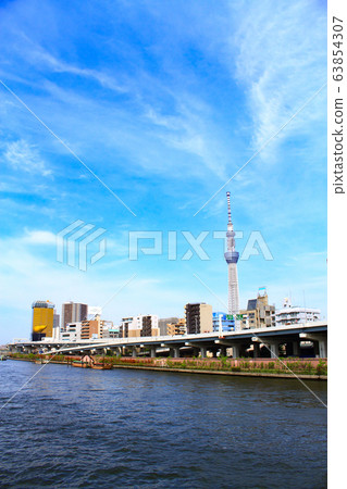 東京東京Skytree和隅田川的風景 63854307