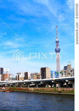 東京東京Skytree和隅田川的風景 63854308