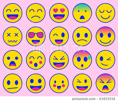 Emoji icons set. Emoticon for messenger, social media, web. Flat design. Vector 63855038