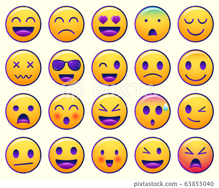 Emoji icons set. Emoticon for messenger, social media, web. Flat design. Vector 63855040
