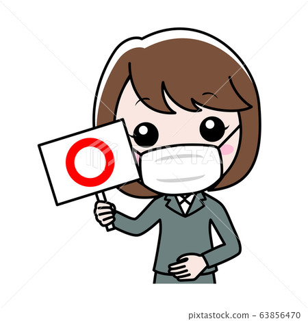 一個女人抱著一個圓形標籤 一個女人抱著一個圓形標籤 63856470