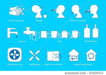Gargling handwashing cleanliness prevention ventilation nose icon vector AI eps material 63856521