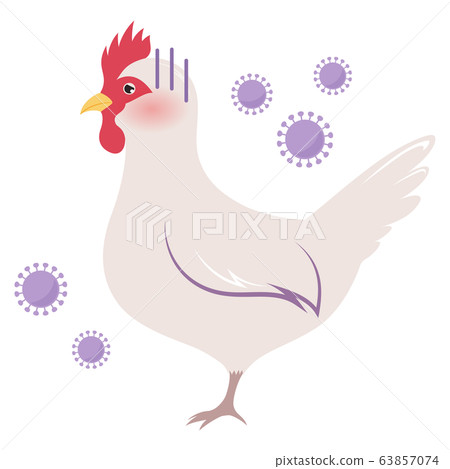 Illustration of a chicken affected by bird flu Illustration of a chicken affected by bird flu 63857074