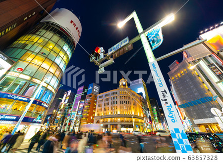 Tokyo cityscape in Japan Ginza at night, new type pneumonia, TOKYO2020 = March 20, 2020 (torch arrives in Japan) Tokyo cityscape in Japan Ginza at night, new type pneumonia, TOKYO2020 = March 20, 2020 (torch arrives in Japan) 63857328