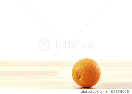 Fresh orange fruit on wooden table isolated 63858026