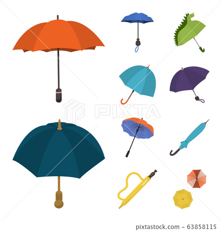 Vector design of umbrella and rain logo. Set of umbrella and weather stock vector illustration. 63858115