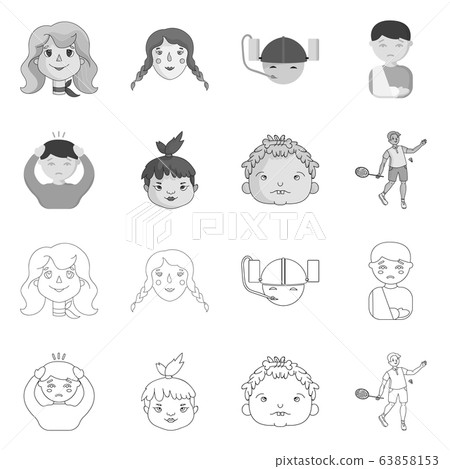 Vector design of girl and boy symbol. Set of girl and school stock symbol for web. Vector design of girl and boy symbol. Set of girl and school stock symbol for web. 63858153