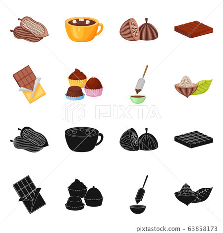 Isolated object of food and yummy logo. Collection of food and brown vector icon for stock. 63858173