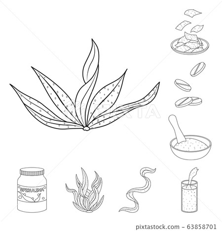 Vector design of food and vegan sign. Set of food and weed vector icon for stock. 63858701