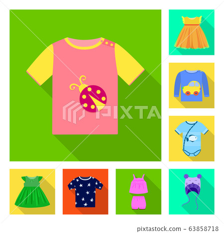 Isolated object of fashion and garment logo. Collection of fashion and cotton stock symbol for web. Isolated object of fashion and garment logo. Collection of fashion and cotton stock symbol for web. 63858718