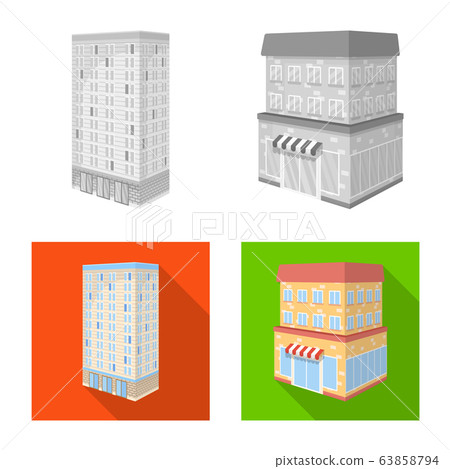 Isolated object of construction and building icon. Collection of construction and estate vector icon for stock. 63858794