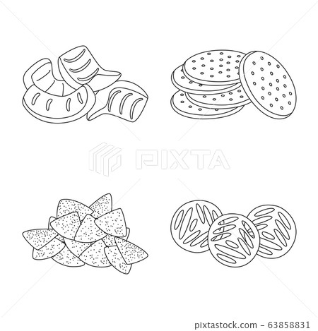 Vector design of product and menu logo. Set of product and flavor stock symbol for web. Vector design of product and menu logo. Set of product and flavor stock symbol for web. 63858831