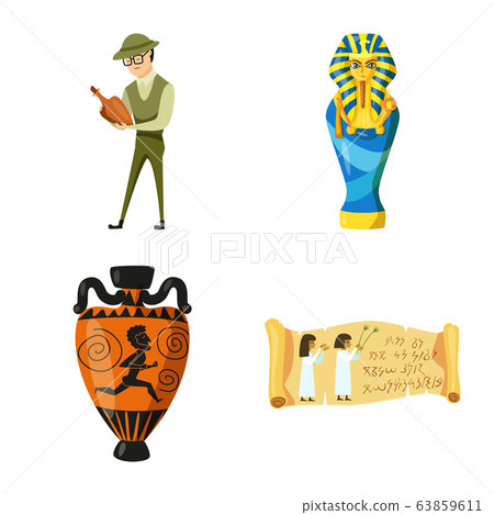 Vector design of archaeology and historical logo. Set of archaeology and excavation stock vector illustration. 63859611