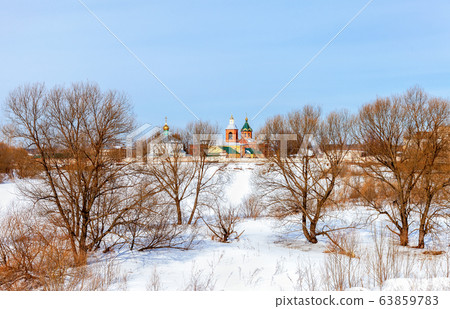 Holy Spirit Monastery in winter day in Borovichi, Holy Spirit Monastery in winter day in Borovichi, 63859783