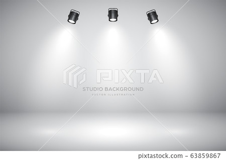 Empty gray studio abstract background with spotlights. Product showcase backdrop. 63859867