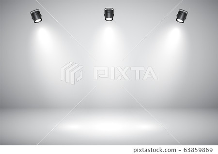 Empty gray studio abstract background with spotlights. Product showcase backdrop. 63859869