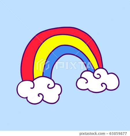 Hand drawn simple rainbow icon with clouds. Vector - Stock Illustration ...