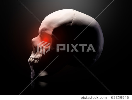 Model of the human skull with red eyes isolated on Model of the human skull with red eyes isolated on 63859946
