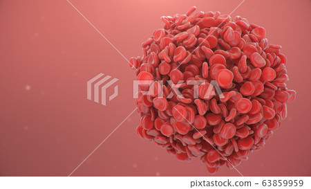 Abstract sphere from a blood clot cells background. Scientific and medical microbiological concept. Enrichment with oxygen and important nutrients. Transfer of important elements. 3d illustration 63859959