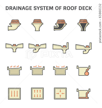 Vector icon design of roof deck and drainage Vector icon design of roof deck and drainage 63860132
