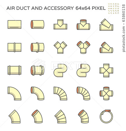 Air duct and accessory icon set, 64x64 perfect 63860138