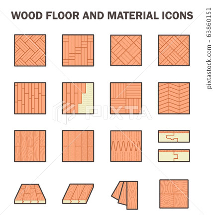 Wood floor and material vector icon set design. 63860151