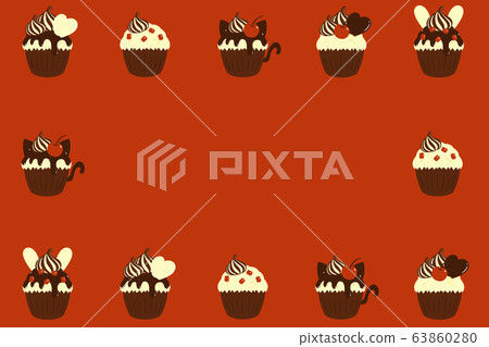 Retro cupcake frame rectangle red 63860280