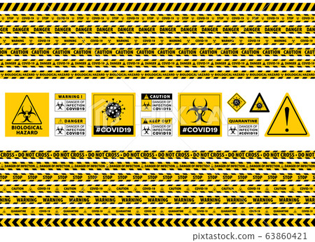 Stop Covid-19 Sign. Seamless Caution Warning Tape. Stop Covid-19 Sign. Seamless Caution Warning Tape. 63860421