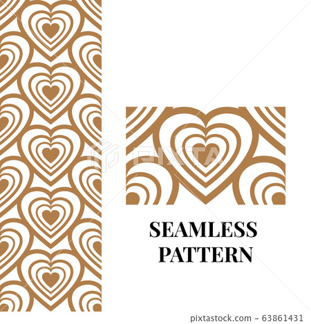 Golden heart icon seamless border frame template. 63861431