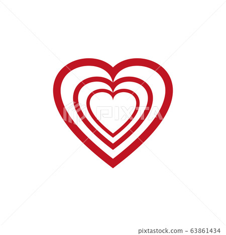 Red heart icon logo. Heart frame strokes design Red heart icon logo. Heart frame strokes design 63861434