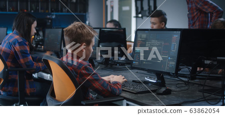 Student and teacher discussing 3D design Student and teacher discussing 3D design 63862054