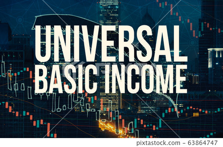 Universal Basic Income theme with Chicago skyscrapers Universal Basic Income theme with Chicago skyscrapers 63864747