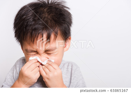 Closeup Asian face, Little children boy cleaning 63865167