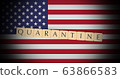 Letter Tiles Quarantine On US Flag, 3d illustration 63866583