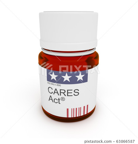 Pill Bottle: CARES Act, 3d illustration 63866587
