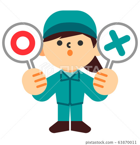 Person, work clothes, work clothes, full body, woman, round cross, question, answer Person, work clothes, work clothes, full body, woman, round cross, question, answer 63870011