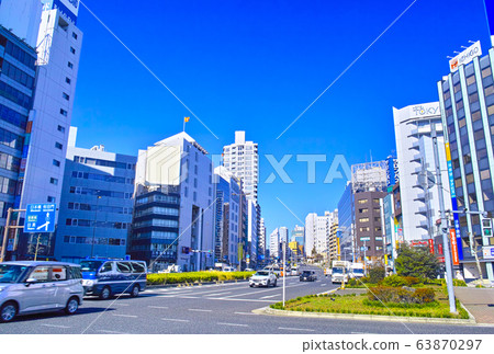 東京都品川區五反田從五反田站東口1號國道交叉口眺望高輪 63870297