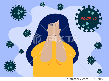 Flat Layer Cartoon of  Woman with Hand Cover Her 63870898