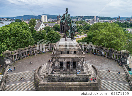 Koblenz City Germany historic monument German Corner where the rivers rhine and mosele flow together 63871199