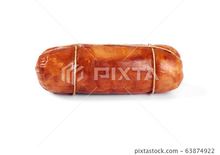 chicken ham roulade, isolated on a white background chicken ham roulade, isolated on a white background 63874922