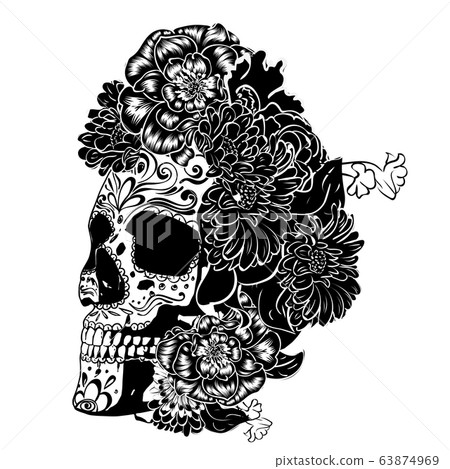 Sugar skull in monochrome Sugar skull in monochrome 63874969