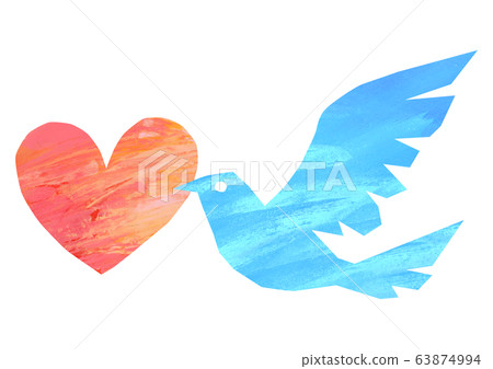Happy blue bird illustration heart Happy blue bird illustration heart 63874994