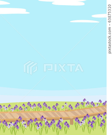 Bridge over the iris garden (sky) 63875310