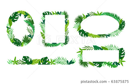 Tropical Leaves and Branches in Shaped Frames and Borders Vector Set Tropical Leaves and Branches in Shaped Frames and Borders Vector Set 63875875