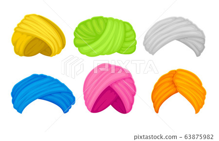 Indian and Arabian Colorful Turbans or Imamah Vector Set Indian and Arabian Colorful Turbans or Imamah Vector Set 63875982