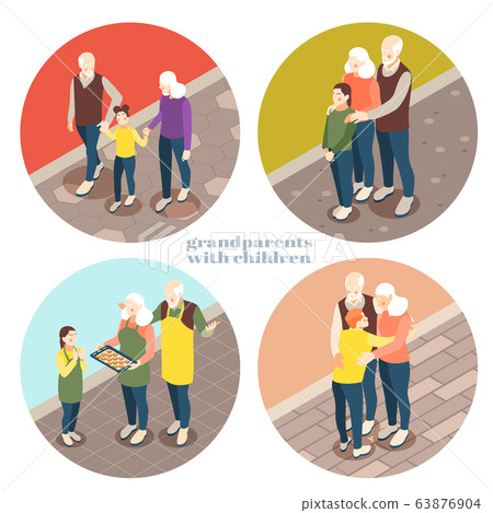 Grandparents With Children 2x2 Design Concept  63876904